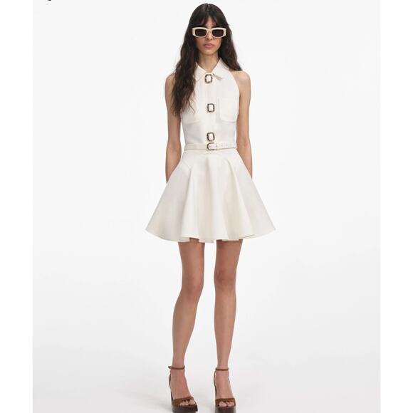 Self Portrait Cream Linen Mini Dress US 2 - Picture 1 of 10